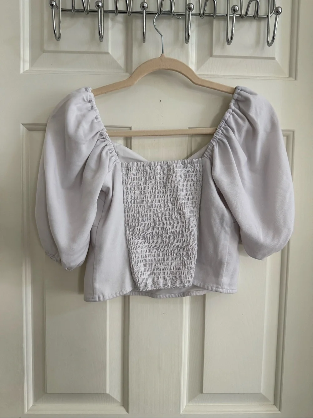 Abercrombie & Fitch Grey Puff Sleeve Sweetheart Corset Top